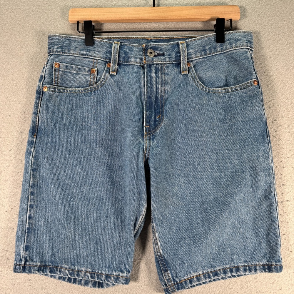 Levis 405 Jean Shorts Mens 32 Blue Lightwash Jorts Bermuda Denim Classic 10"